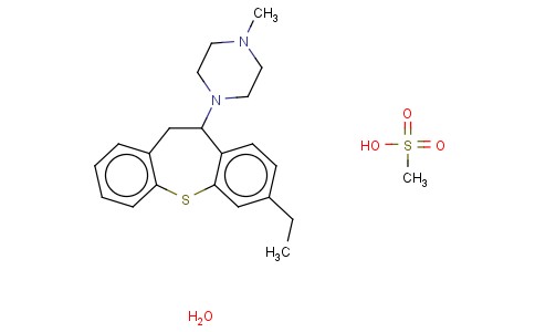 3-ETHYL-11-(4-METHYLPIPERAZINO)-10,11-DIHYDRODIBENZO(B,F)THIEPIN METHA NESULFONATE HEMIHYDRATE
